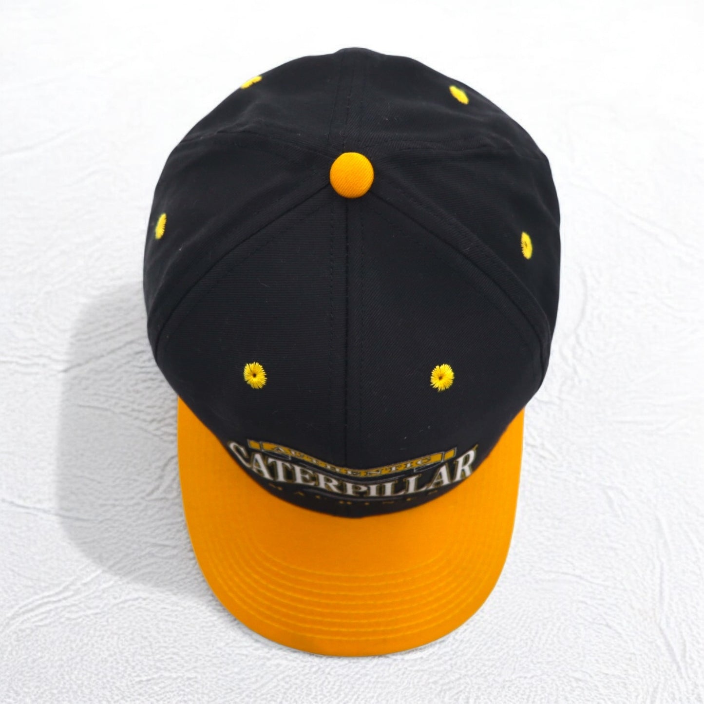 CAT アメリカ企業 スナップバック バイカラー ベースボールキャップ FREE ブラック イエロー CYRK