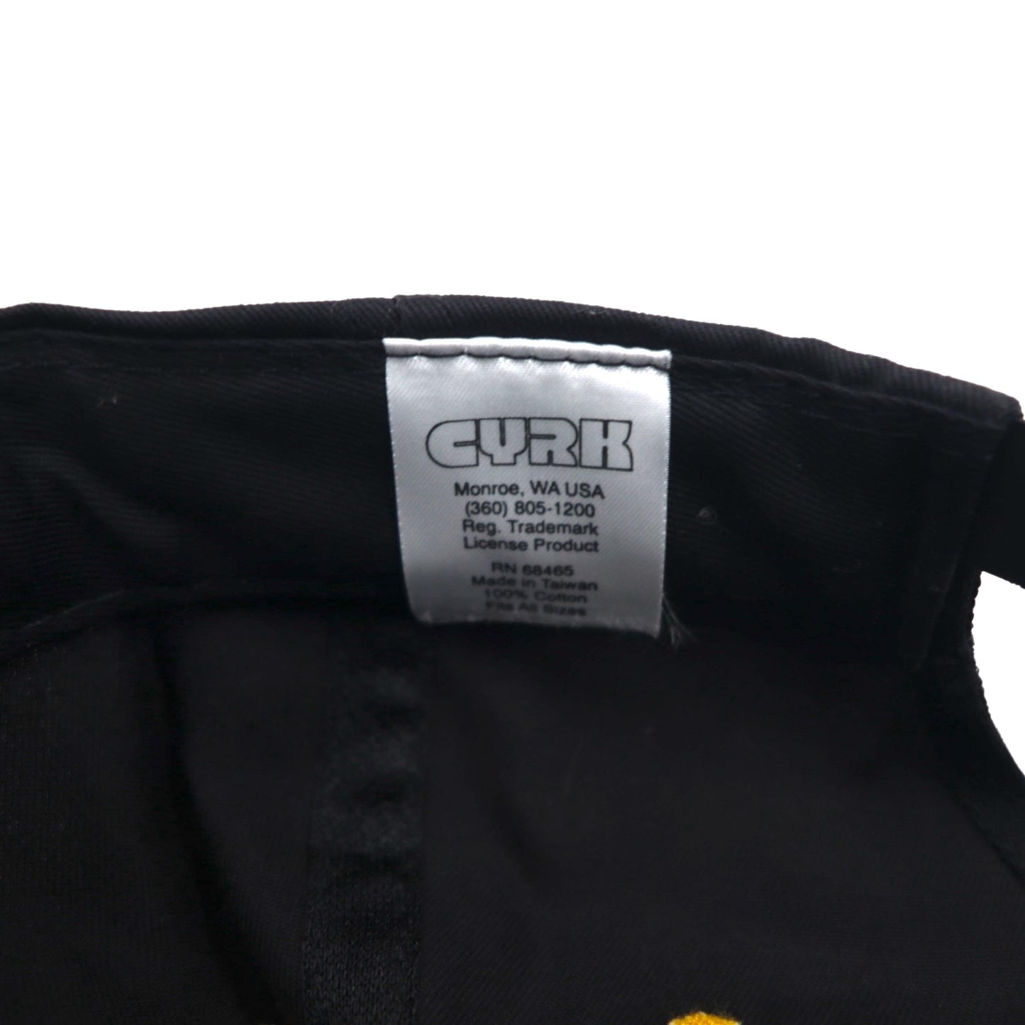 CAT アメリカ企業 スナップバック バイカラー ベースボールキャップ FREE ブラック イエロー CYRK