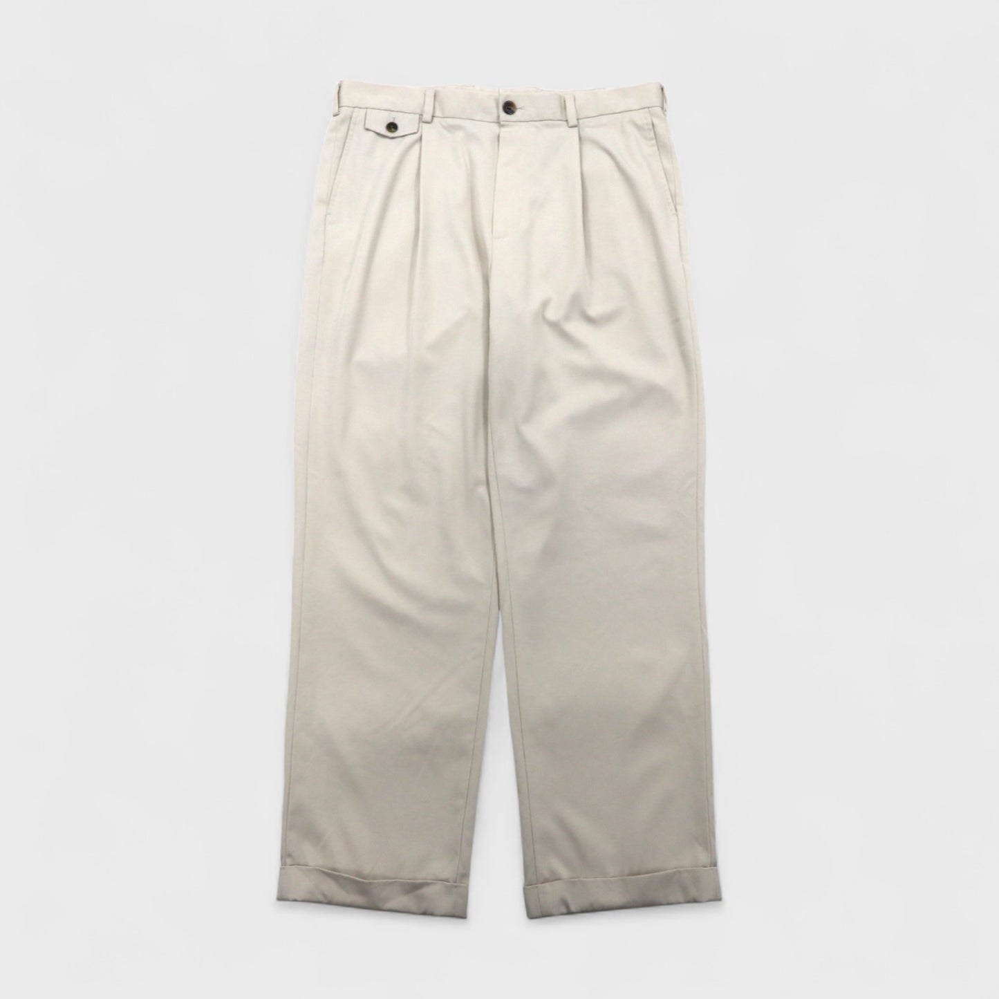 Brooks Brothers COUNTRY CLUB タック ワイド スラックスパンツ L ベージュ ポリエステル