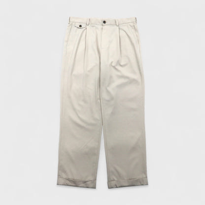 Brooks Brothers COUNTRY CLUB タック ワイド スラックスパンツ L ベージュ ポリエステル