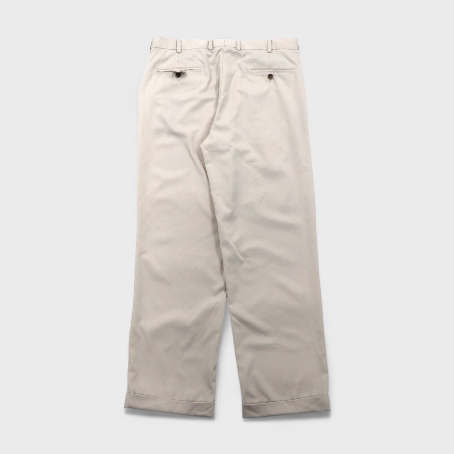 Brooks Brothers COUNTRY CLUB タック ワイド スラックスパンツ L ベージュ ポリエステル