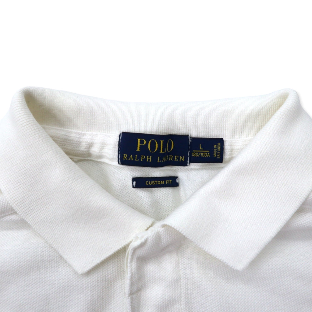 POLO RALPH LAUREN Polo shirt L White Cotton Pique CUSTOM FIT