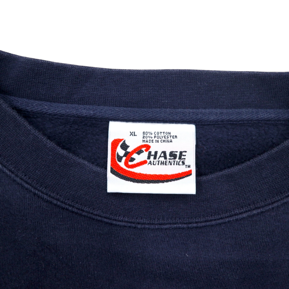 90s CHASE AUTHENTICS Racing Embroidery Sweatshirt XL Navy Cotton RUSTY WALLACE