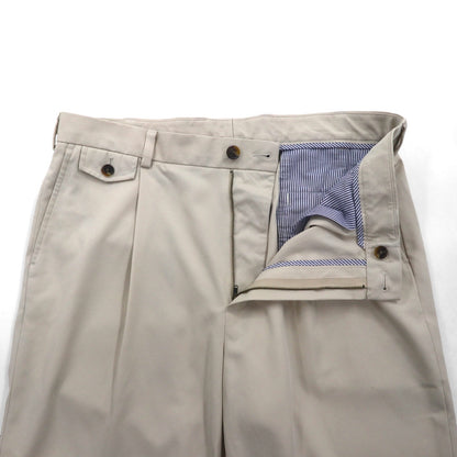 Brooks Brothers COUNTRY CLUB タック ワイド スラックスパンツ L ベージュ ポリエステル