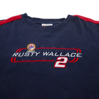 90s CHASE AUTHENTICS Racing Embroidery Sweatshirt XL Navy Cotton RUSTY WALLACE