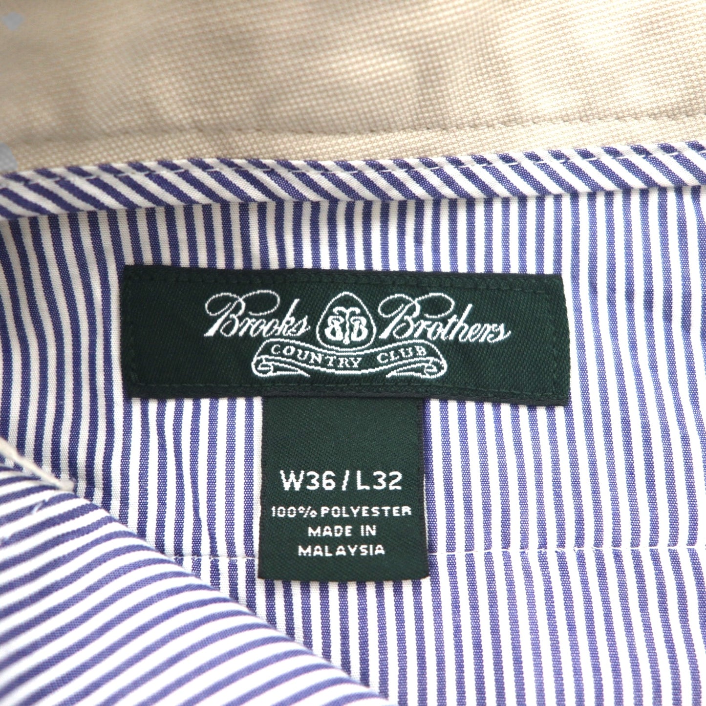 Brooks Brothers COUNTRY CLUB タック ワイド スラックスパンツ L ベージュ ポリエステル