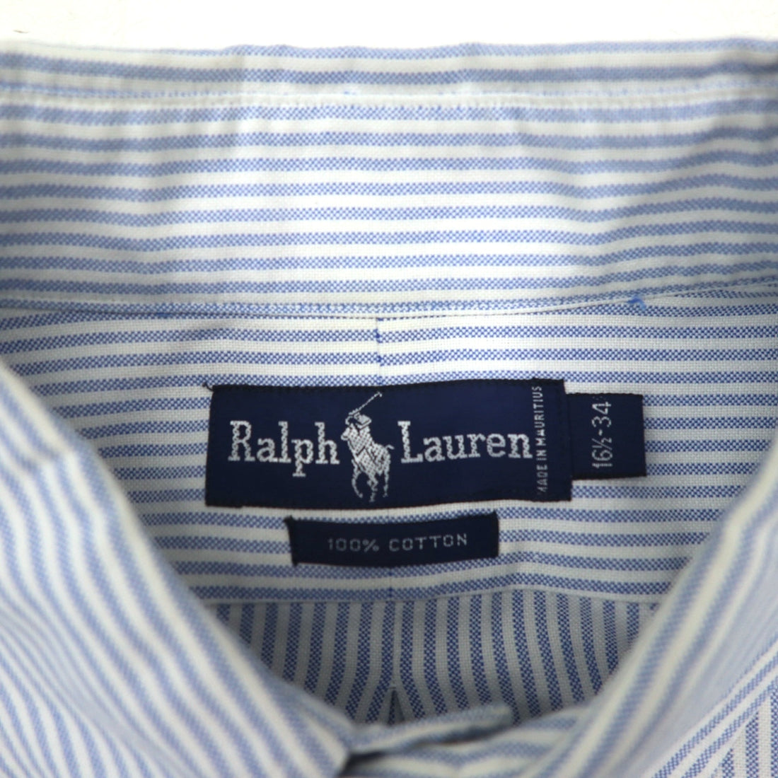 Ralph Lauren 90s Oxford Button-Down Shirt, XL, Blue with White Stripes and Small Pony Embroidery