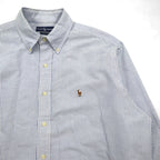 Ralph Lauren 90s Oxford Button-Down Shirt, XL, Blue with White Stripes and Small Pony Embroidery