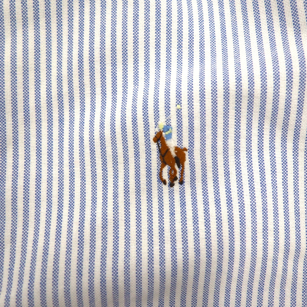 Ralph Lauren 90s Oxford Button-Down Shirt, XL, Blue with White Stripes and Small Pony Embroidery