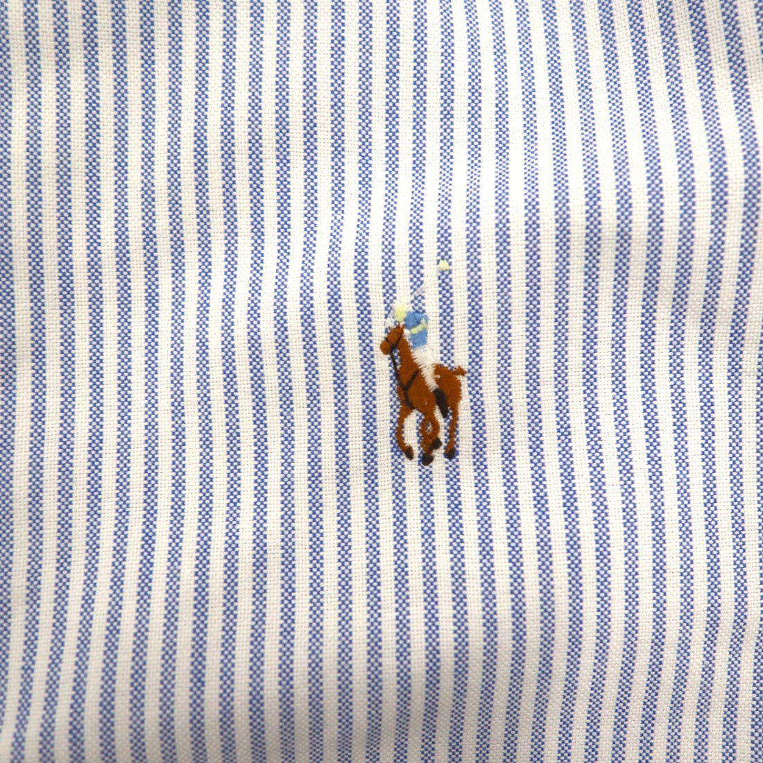 Ralph Lauren 90s Oxford Button-Down Shirt, XL, Blue with White Stripes and Small Pony Embroidery