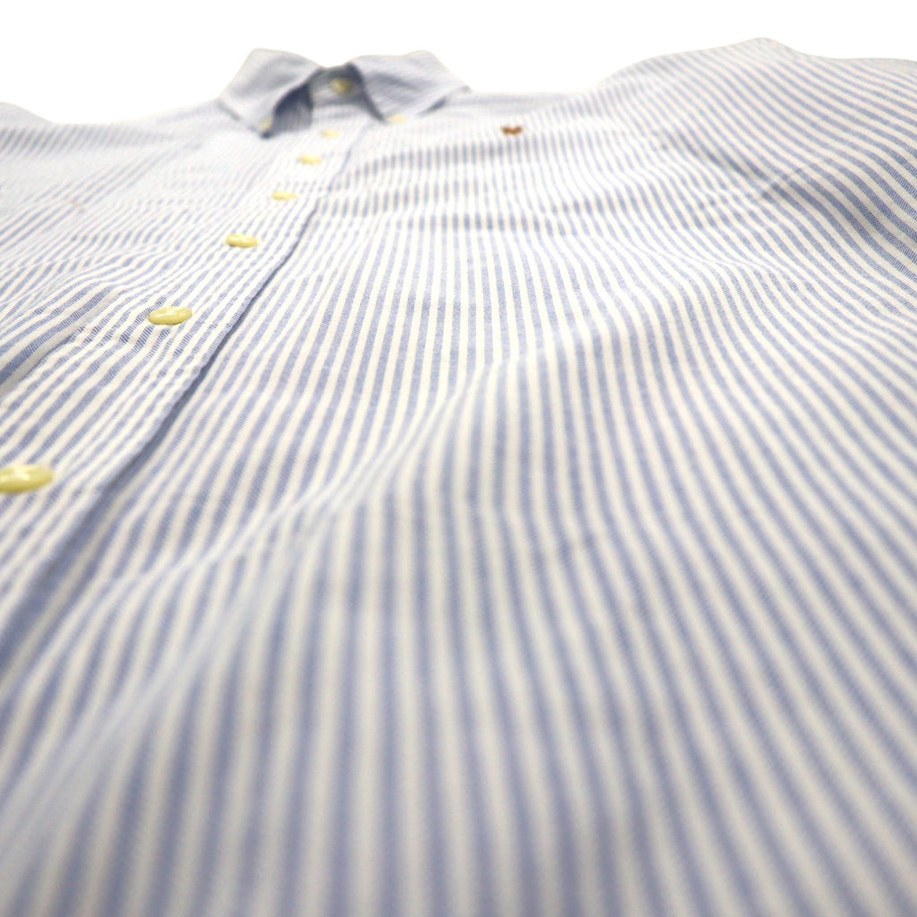Ralph Lauren 90s Oxford Button-Down Shirt, XL, Blue with White Stripes and Small Pony Embroidery