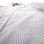 Ralph Lauren 90s Oxford Button-Down Shirt, XL, Blue with White Stripes and Small Pony Embroidery
