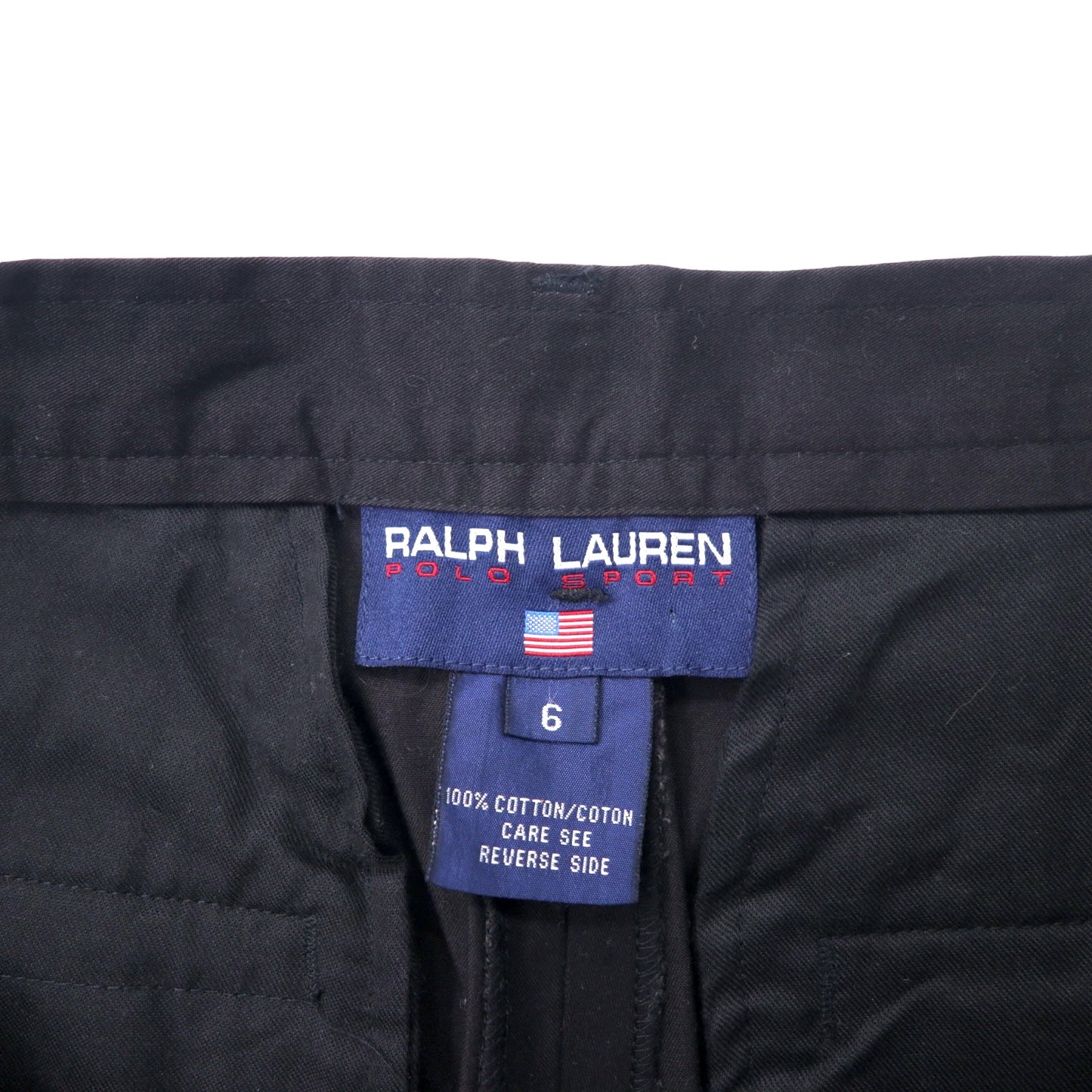 POLO SPORT RALPH LAUREN 90年代 2タック ワイド スラックスパンツ 6 ブラック コットン