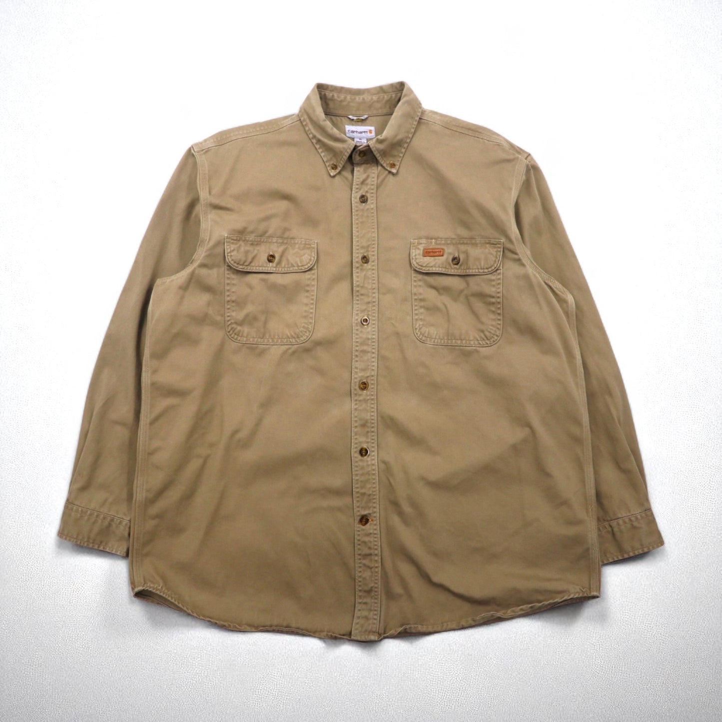 carhartt ボタンダウン ワークシャツ XL ベージュ ダブルポケット OAKMAN S09 266