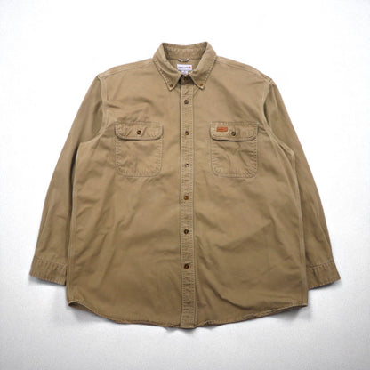 carhartt ボタンダウン ワークシャツ XL ベージュ ダブルポケット OAKMAN S09 266