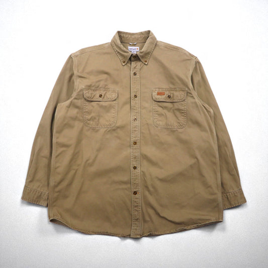 carhartt ボタンダウン ワークシャツ XL ベージュ ダブルポケット OAKMAN S09 266