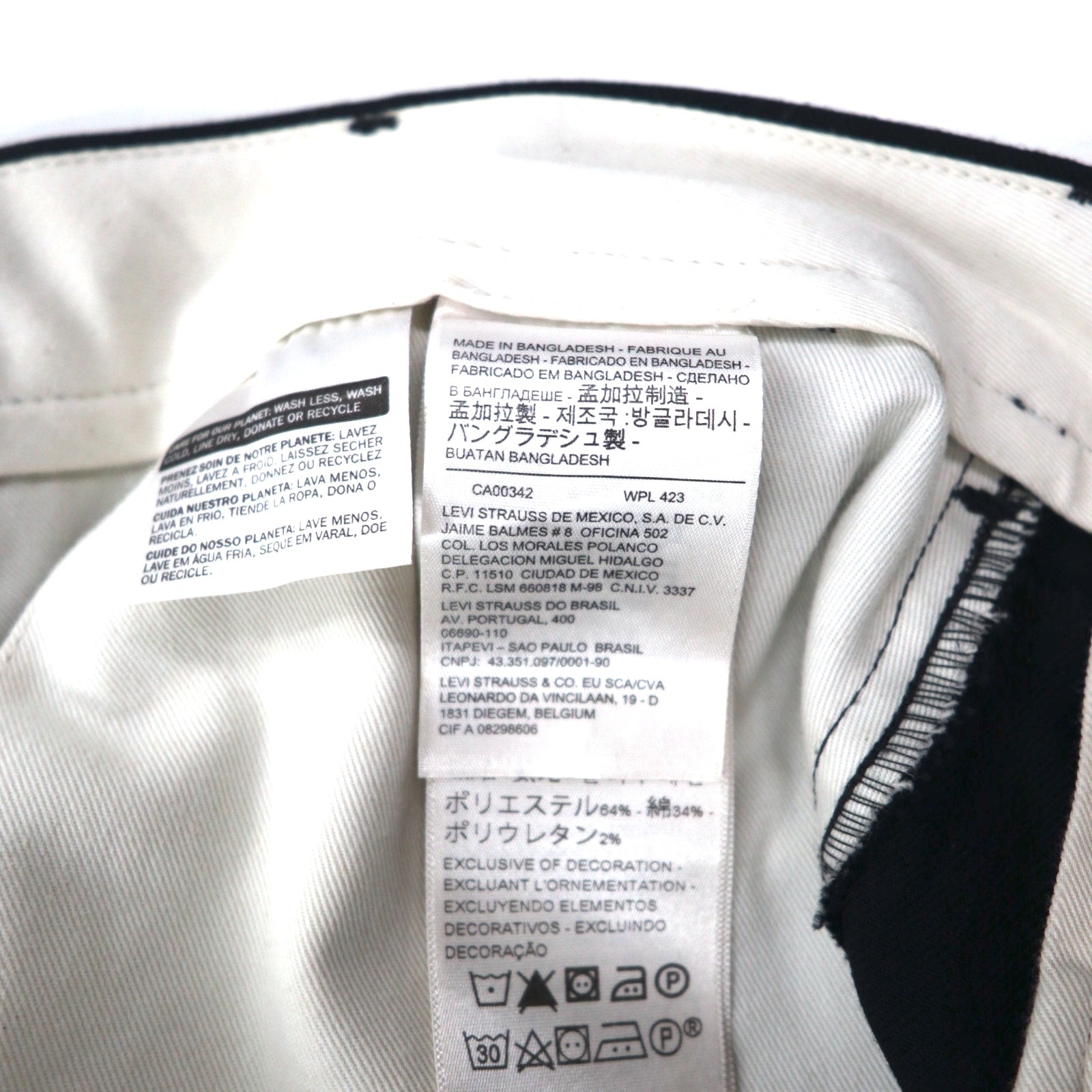 LEVI'S STA-PREST Cropped Wide Leg Chino Trousers, M, Black, Cut-off, CROPPED WIDE LEG CHINO, 47873-0003