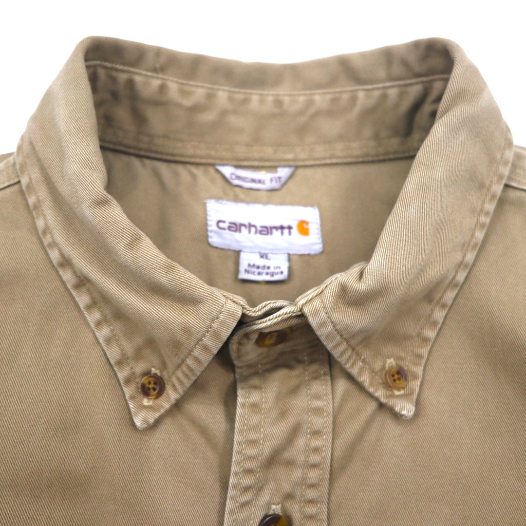 Carhartt OAKMAN S09 266 Button-Down Work Shirt, Size XL, Beige, Double Pocket