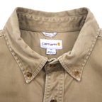 Carhartt OAKMAN S09 266 Button-Down Work Shirt, Size XL, Beige, Double Pocket