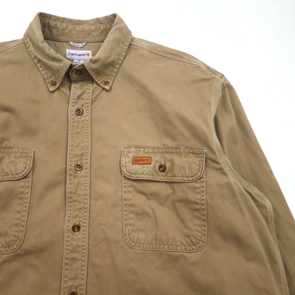 carhartt ボタンダウン ワークシャツ XL ベージュ ダブルポケット OAKMAN S09 266