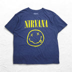 NIRVANA ニルヴァーナ ロック バンド Tシャツ バンT L ネイビー コットン ポリエステル メキシコ製