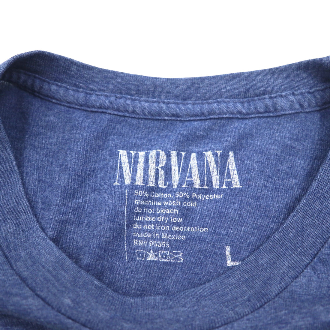 NIRVANA ニルヴァーナ ロック バンド Tシャツ バンT L ネイビー コットン ポリエステル メキシコ製