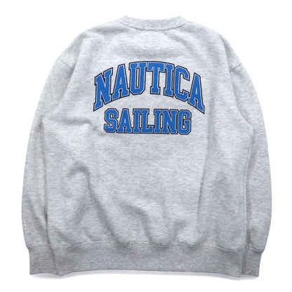 NAUTICA プリント スウェット M グレー 裏起毛 バックプリント SAILING