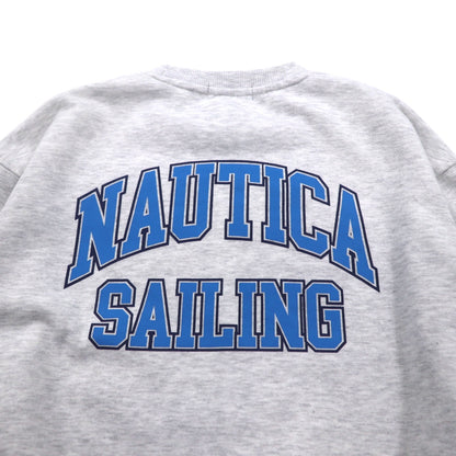 NAUTICA プリント スウェット M グレー 裏起毛 バックプリント SAILING