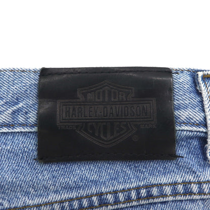 HARLEY DAVIDSON リラックスフィット テーパード デニムパンツ L インディゴ ジッパーフライ レザーパッチ メキシコ製