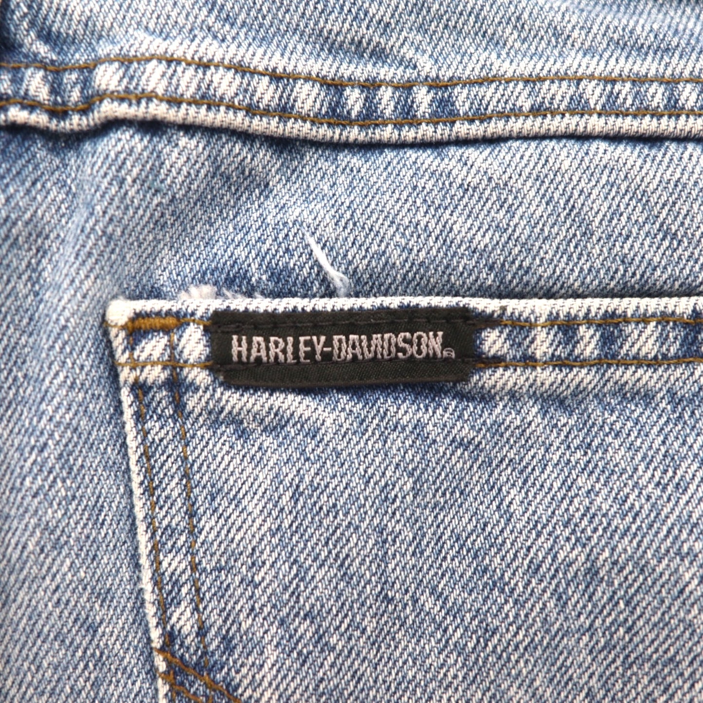 HARLEY DAVIDSON リラックスフィット テーパード デニムパンツ L インディゴ ジッパーフライ レザーパッチ メキシコ製