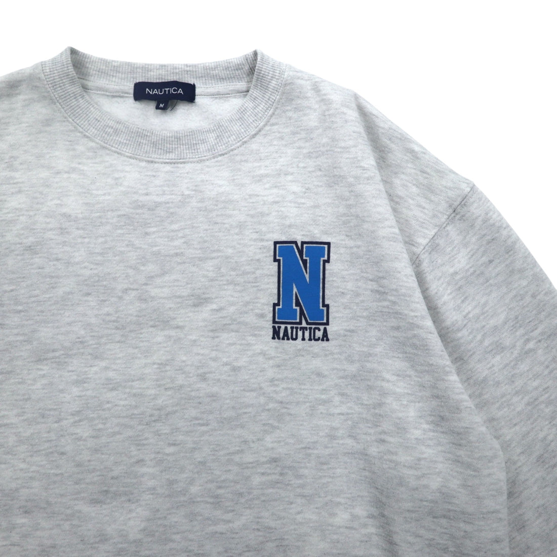 NAUTICA Print Sweatshirt M Grey Fleece Back Print SAILING