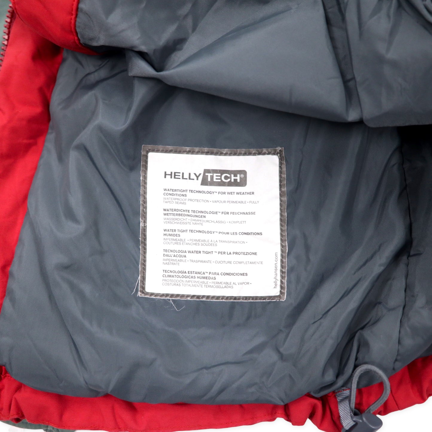 HELLY HANSEN マウンテンパーカー M レッド ナイロン 防水 透湿 フード着脱式 スキーウェア HELLY TECH XP ワンポイントロゴ刺繍 ビッグサイズ