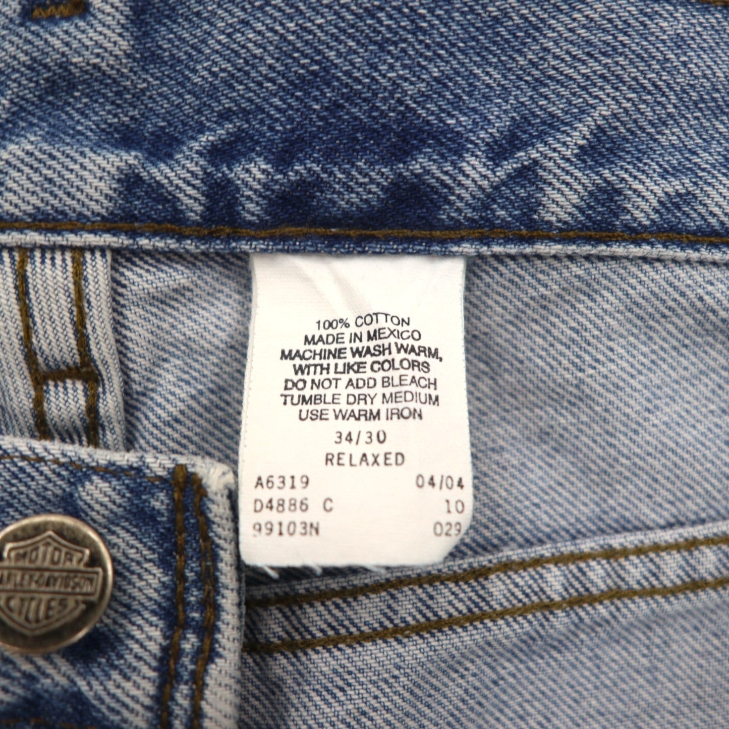 HARLEY DAVIDSON リラックスフィット テーパード デニムパンツ L インディゴ ジッパーフライ レザーパッチ メキシコ製