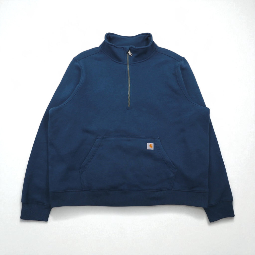 carhartt リラックスフィット ハーフジップ スウェット 2XL Relaxed Fit ブルー 無地 カンガルーポケット 裏起毛 105657