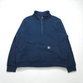 carhartt リラックスフィット ハーフジップ スウェット 2XL Relaxed Fit ブルー 無地 カンガルーポケット 裏起毛 105657