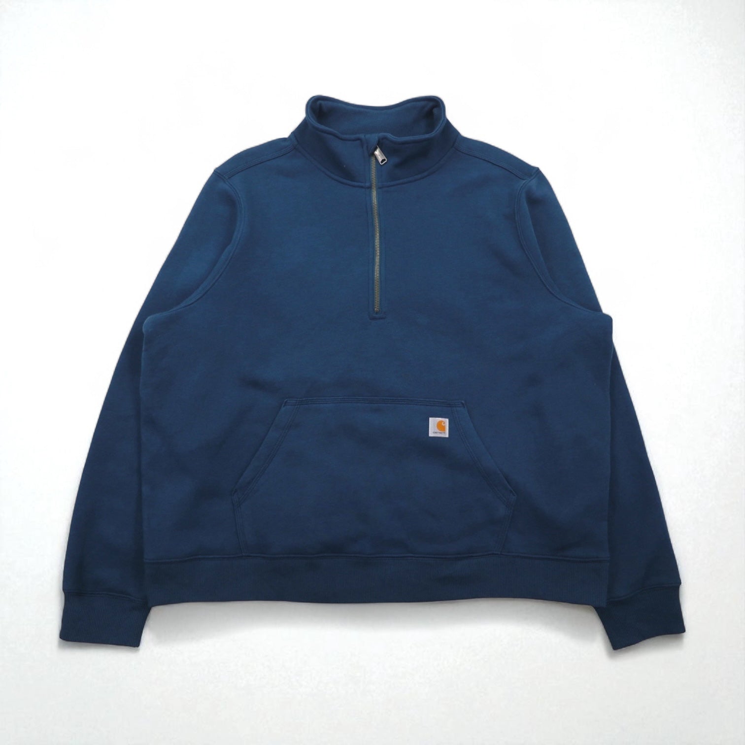 carhartt リラックスフィット ハーフジップ スウェット 2XL Relaxed Fit ブルー 無地 カンガルーポケット 裏起毛 105657