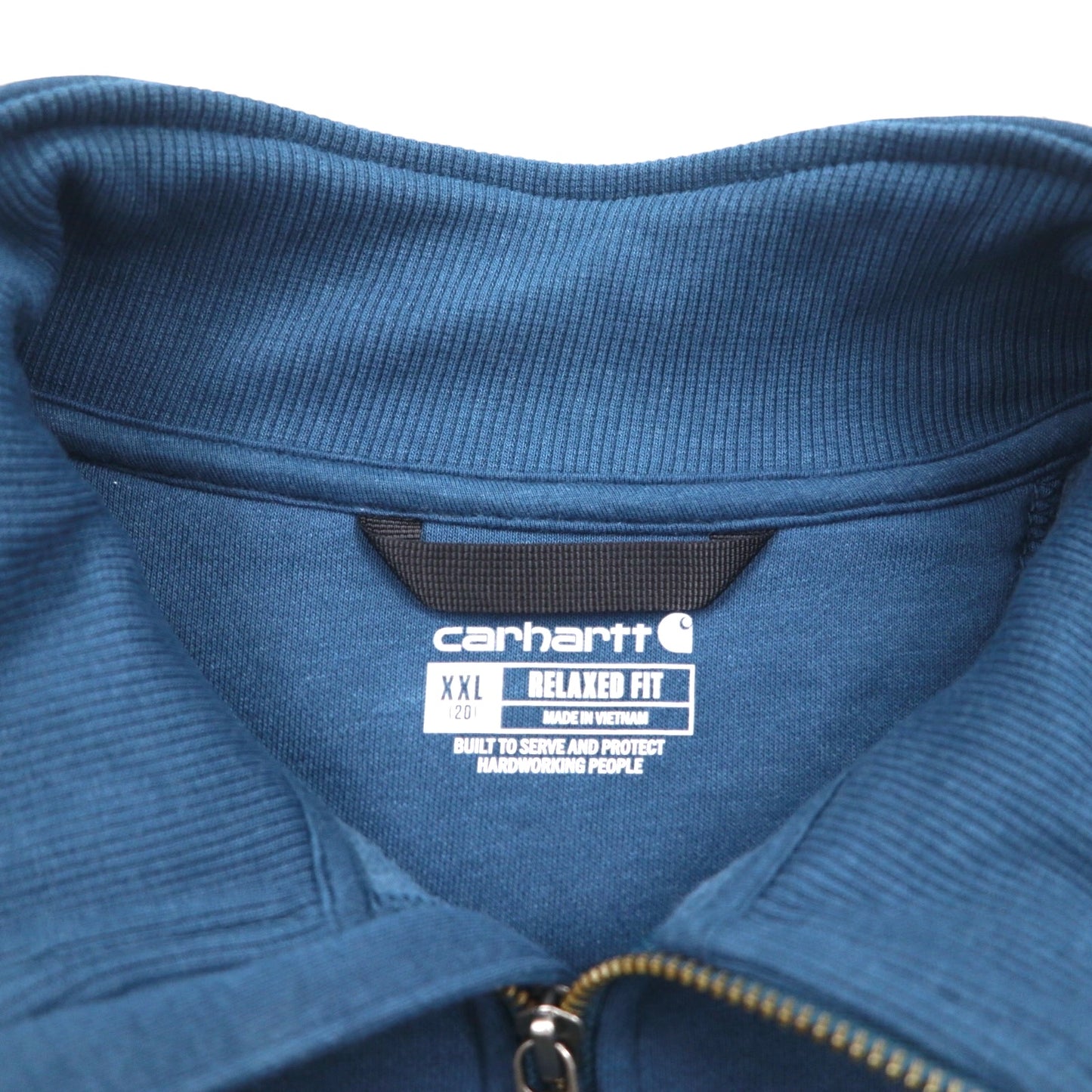 Carhartt Relaxed Fit Half-Zip Sweatshirt, Size 2XL, Blue, Kangaroo Pocket, Fleece Lining, 105657