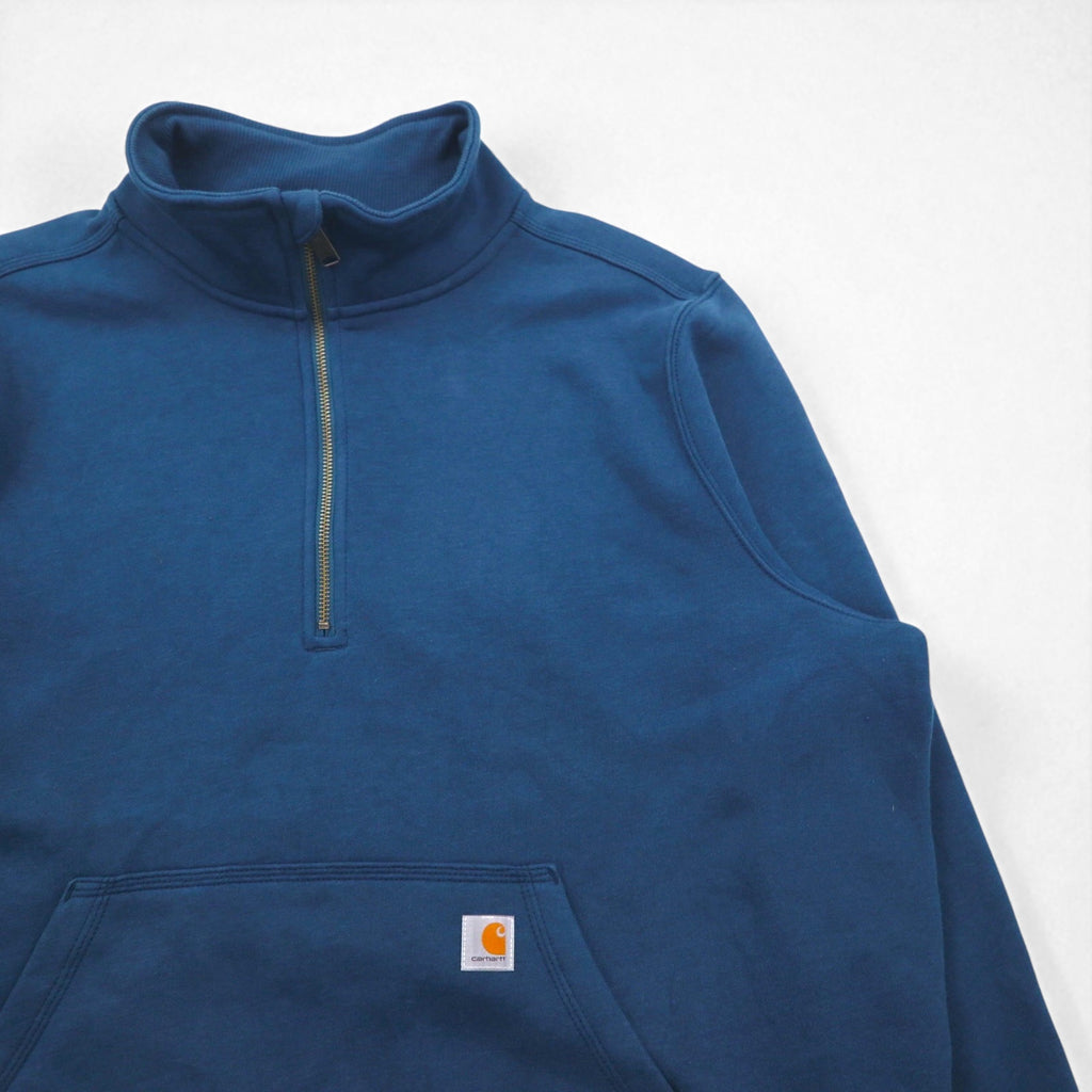 carhartt リラックスフィット ハーフジップ スウェット 2XL Relaxed Fit ブルー 無地 カンガルーポケット 裏起毛 105657