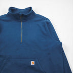 carhartt リラックスフィット ハーフジップ スウェット 2XL Relaxed Fit ブルー 無地 カンガルーポケット 裏起毛 105657