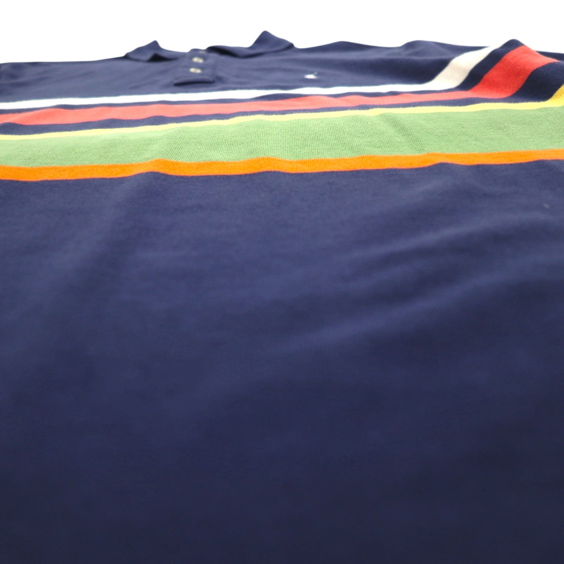 POLO RALPH LAUREN Striped Polo Shirt M Navy Cotton Pique Small Pony Embroidery