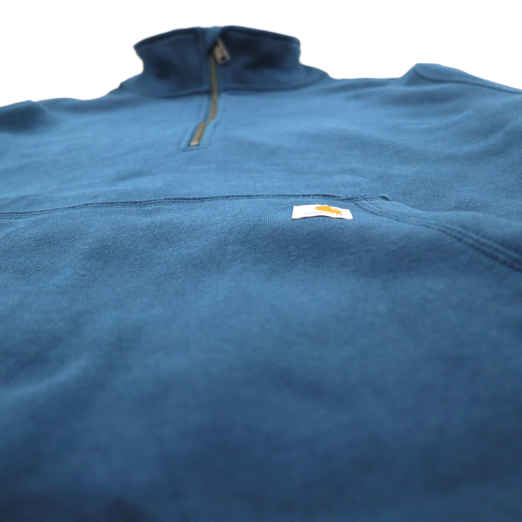 carhartt リラックスフィット ハーフジップ スウェット 2XL Relaxed Fit ブルー 無地 カンガルーポケット 裏起毛 105657
