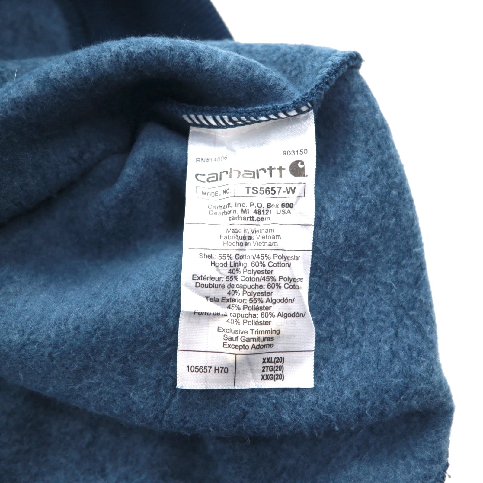 carhartt リラックスフィット ハーフジップ スウェット 2XL Relaxed Fit ブルー 無地 カンガルーポケット 裏起毛 105657