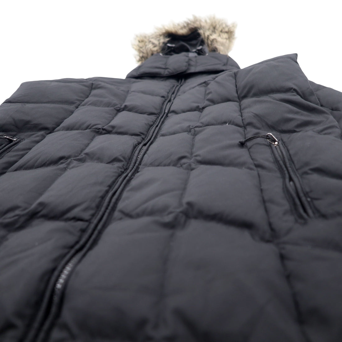 Eddie Bauer 650 Fill Power Down Coat M Black EB650 Detachable Hood Double Zip Fur 0544