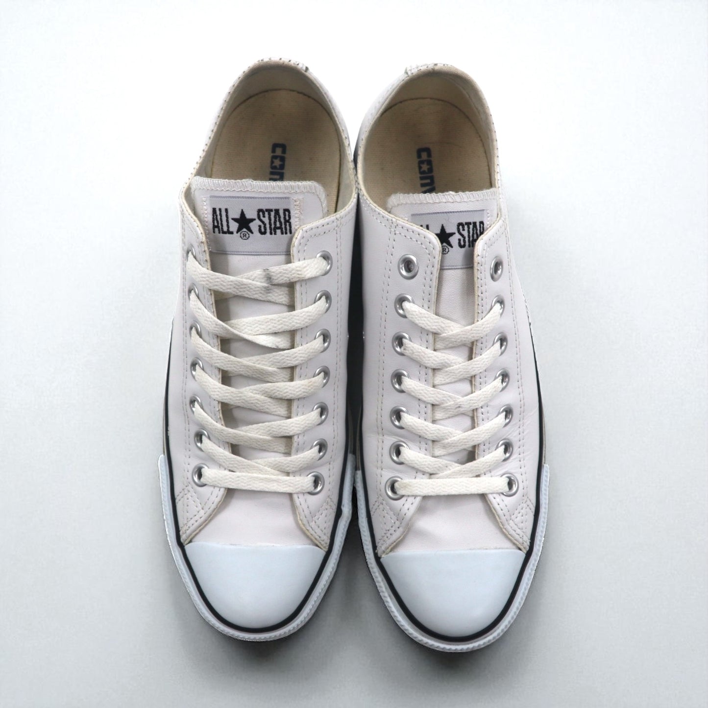 CONVERSE Leather All Star Ox Sneakers, Size 27.5cm, White, 1B905