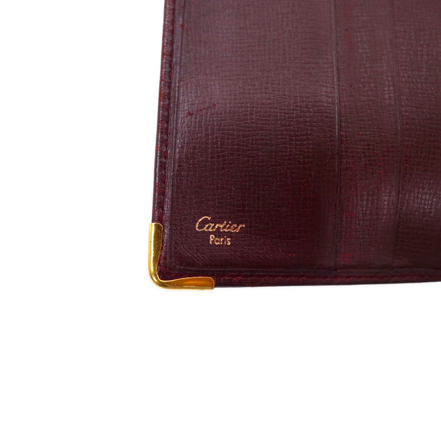 Cartier Must series Folding Wallet Bordeaux Leather logo engraved