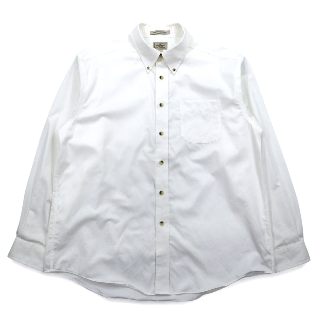 L.L.Bean オックスフォード ボタンダウンシャツ L ホワイト コットン WRINKLE RESISTANT 防シワ加工 スリランカ製