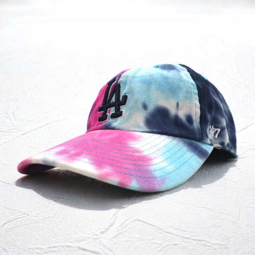 47BRAND Tie-dye Baseball Cap FREE Belt Embroidery MLB LA LOS ANGELES DODGERS
