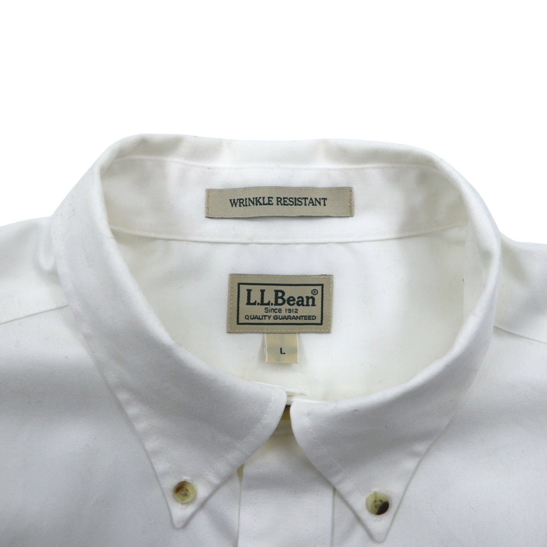 L.L.Bean オックスフォード ボタンダウンシャツ L ホワイト コットン WRINKLE RESISTANT 防シワ加工 スリランカ製