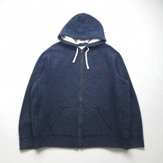 POLO RALPH LAUREN リバースウィーブ フルジップパーカー 2XL ネイビー スモールポニー刺繍