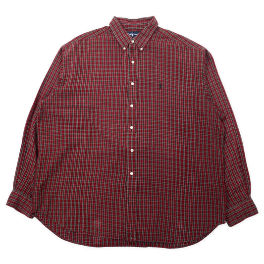 Ralph Lauren ボタンダウンシャツ XXL レッド チェック コットン BLAIRE スモールポニー刺繍 ビッグサイズ
